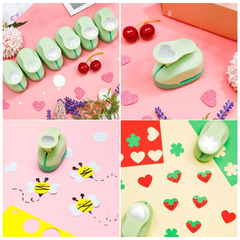 UCEC Paper Punches for Crafting, Hole Punch for Kids, 1 Inch Craft Hole Punch Shapes, 6PCS Star Heart Flower Punch Kids Hole Puncher Shape Cutters for Crafts for School Crafting & DIY Projects - Image 3